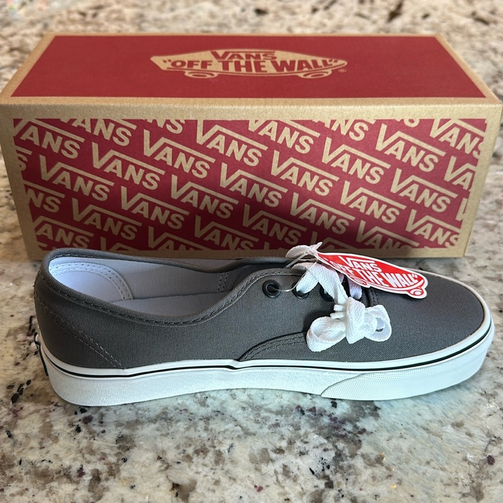 Authentic Pewter / Black Vans Size 7.5 women or 6.0 men’s